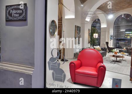 SIGN OF POLTRONA FRAU ITALIAN BRAND IN INTERIOR DESIGN Stock Photo