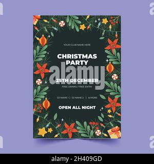 hand drawn christmas party flyer template vector design illustration Stock Vector