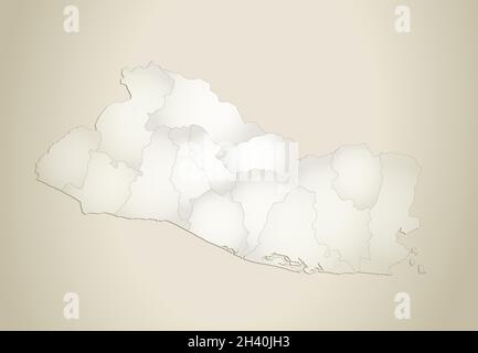 El Salvador map, administrative division, old paper background blank Stock Photo