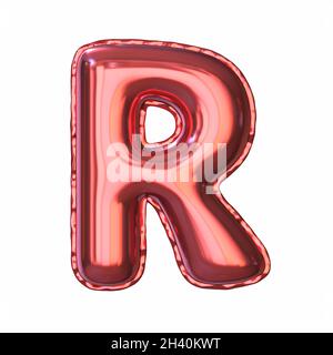 Red metallic balloon font Letter R 3D Stock Photo