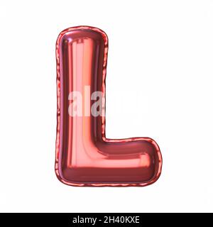 Red metallic balloon font Letter L 3D Stock Photo