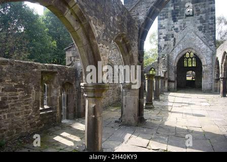 Charming ruins of Saint Thomas church, Heptonstall, Yorkshire  Beautiful historic building  Landscape aspect shot Stock Photo