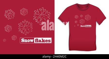 Snowflakes chalk pattern, Christmas motif image, graphic design for t-shirts vector Stock Vector