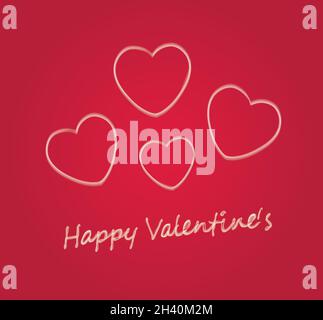 Heart chalk with text Happy Valentines on red background vector Stock Vector