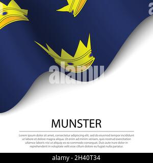 Waving flag of Munster is a province of Ireland on white background. Banner or ribbon vector template Stock Vector