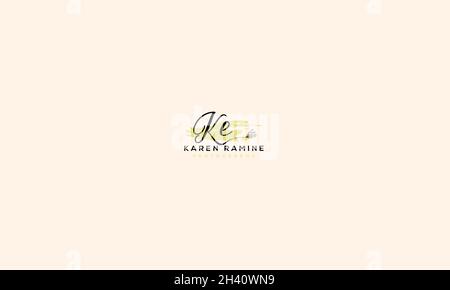 LETTERS KE LOGO DESIGN WITH NEGATIVE SPACE EFFECT FOR ILLUSTRATION USE Stock Vector