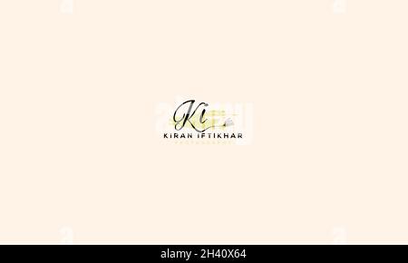LETTERS KI LOGO DESIGN WITH NEGATIVE SPACE EFFECT FOR ILLUSTRATION USE Stock Vector