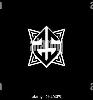ZS Monogram logo letter with Star geometric shape style design isolated on black background. Star polygonal, shield star geometric. Stock Vector
