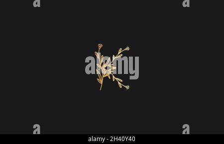 LETTER K LOGO WITH FLOWER ICON FOR ILLUSTRATION USE Stock Vector