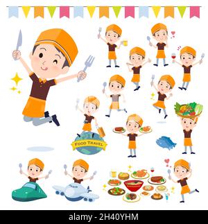 A set of Fast food clerk man on food events.It's vector art so easy to edit. Stock Vector