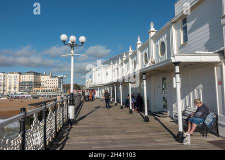 General view along walkway on on Brighton's Palace Pier, Brighton seafront, East Sussex, UK. Stock Photo