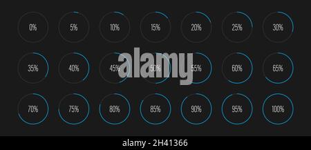 Set of circle percentage diagrams meters for web design, user interface UI or infographic - indicator with blue Stock Vector