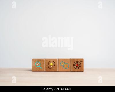 Wooden blocks with symbol of action plan concept Stock Photo - Alamy