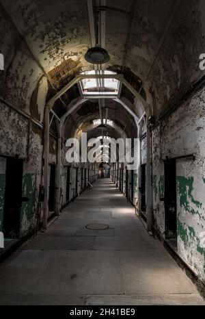 Abandoned corridor in the Eastern State Penitentiary in Philadelphia, USA Stock Photo