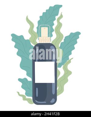Skin care product. Spray in a bottle with water plants. Stock Vector
