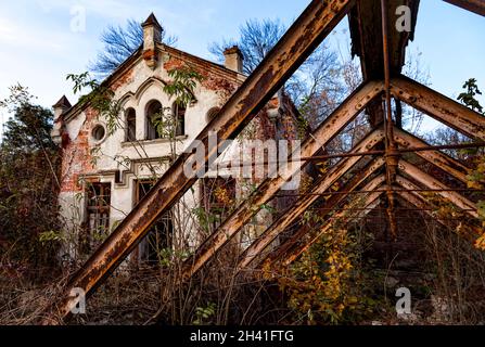 Old abandoned Sharovsky Palace in the Kharkov region, Ukraine Stock Photo