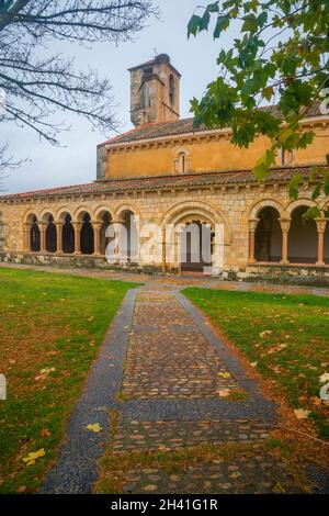 Facade of Nuestra Señora de la Asuncion church. Duraton, Segovia province, Castilla Leon, Spain. Stock Photo