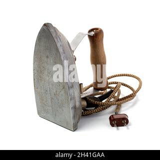old electric iron isolated on white Stock Photo