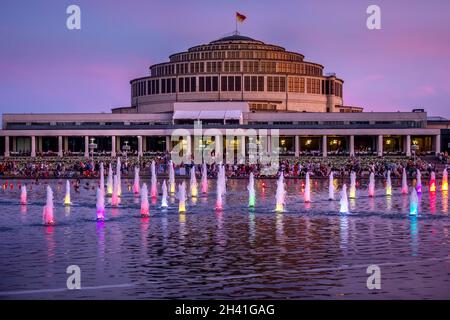 Fountain colorful musical show in Wroclaw, Poland Stock Photo