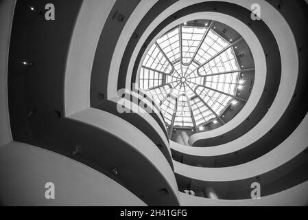 Atrium and stairs at famous Guggenheim museum in New York, USA Stock Photo