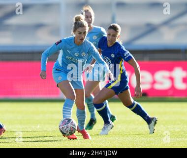 Manchester, UK. 31st Oct, 2021. Laura Coombs of Manchester City during the The Women's FA Cup match at the Academy Stadium, Manchester. Picture credit should read: Andrew Yates/Sportimage Credit: Sportimage/Alamy Live News Stock Photo