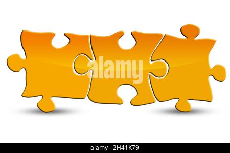 Yellow blank puzzle isolated on white Stock Photo