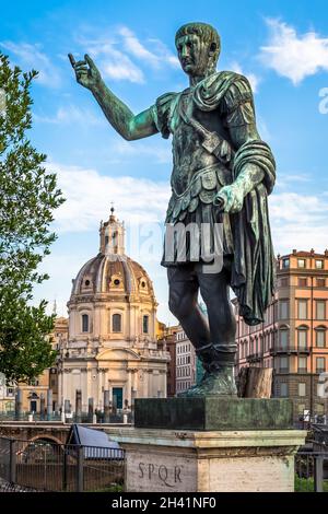 Statue of Caesar Emperor in Rome, Italy. Ancient  role model of Leadeship and Authority . Stock Photo