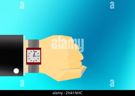 Looking at watch on the wrist Stock Photo