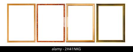 wooden photo Frame isolated on white, A4 size Stock Photo