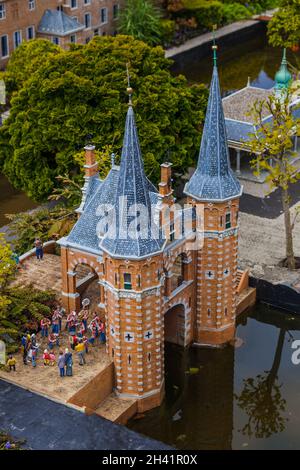 The Hague, Netherlands - April 26, 2017: Castle in Madurodam miniature park in The Hague Stock Photo