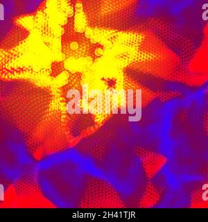 Abstract technology pattern with multiple dot particles. Colorful space burst background. Vector futuristic illustration. Digital galaxy illustration. Stock Vector