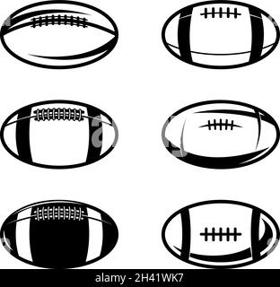 Free Vector  American football monochrome elements set with