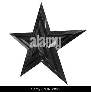 5 point star - Christmas Star - black single isolated on white background - 3d rendering Stock Photo