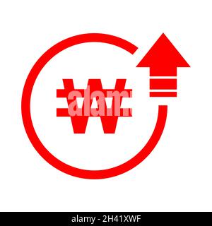 Cost symbol won increase icon. Income vector symbol isolated on ...