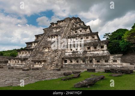 The Pyramid of the Niches at the EL Tajin archeological site, in Papantla, Veracruz, Mexico. Stock Photo