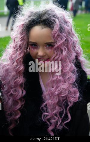 Ascot, Berkshire, UK. 30th October, 2021. It was a busy day at Ascot Racecourse today for the first of the jumps season. Families also enjoyed the funfair and Halloween activities for the children. Credit: Maureen McLean/Alamy Stock Photo