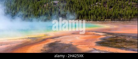 Famous Grand Prismatic Spring basin in Yellowstone National Park, USA Stock Photo