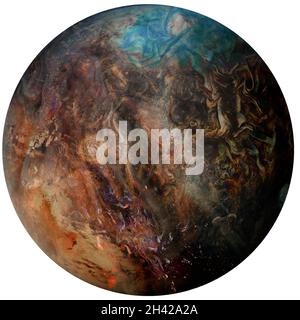 Jupiter planet isolated on white, collage of colorful alien gas planet. Elements of this image are furnished by NASA. Stock Photo