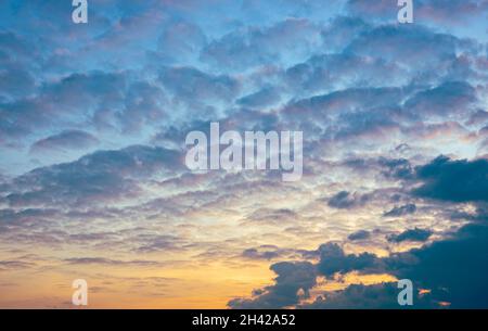 Colorful altocumulus clouds in tile pattern. Suitable as background or wallpaper. Stock Photo