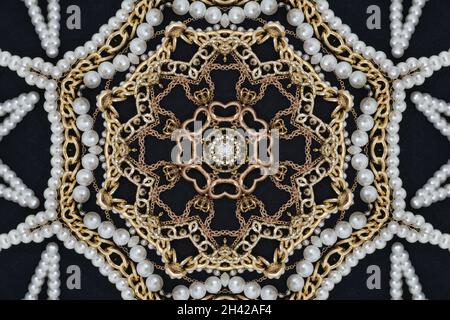 Abstract Golden Forms mandala Pattern, coming from a fractal design. Esoteric seamless background. Stock Photo