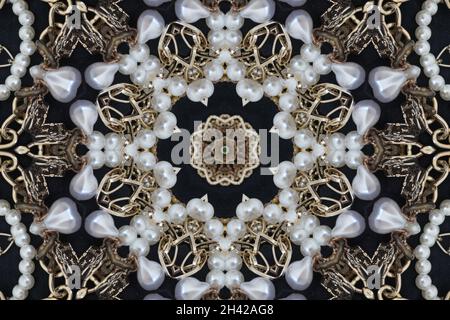 Abstract Golden Forms mandala Pattern, coming from a fractal design. Esoteric seamless background. Stock Photo