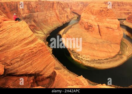 Horseshoe bend seen from overlook, Arizona Stock Photo