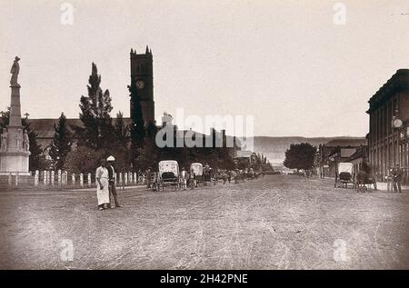 Natal, South Africa: Church Street in Pietermaritzburg. Woodburytype, 1888, after a photograph by Robert Harris. Stock Photo