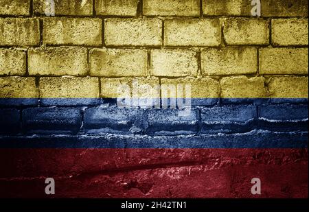 Dark brick wall with the flag Stock Photo