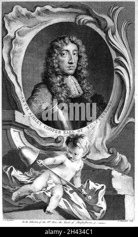 Anthony Ashley Cooper, 1st Earl of Shaftesbury (1621-1683). Engraving by Jacobus Houbraken, 1743/1751, after a painting attributed to Sir Peter Lely. Stock Photo