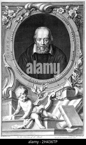 George Buchanan (1506-1582). Engraving by Jacobus Houbraken, 1741, after a painting ascribed to F. Pourbus. Stock Photo