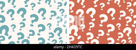 Vector random sign question marks seamless pattern background. Backdrop interrogation. Questionnaire wallpaper. Concept of choice or problem Stock Vector