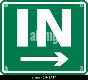 Roadside direction sign. White on green background. Directional signs and symbols. Stock Vector