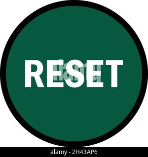 Reset button icon sign. White on green circle background. Signs and symbols. Stock Vector
