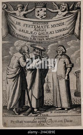 Title page for: Philip van Lansberge, Opera Omnia. Middelburg: 1663. Title  page for a book about astronomy with images of famous astronomers:  Aristarchus Samius, Ptolemeus, Rex Alfonsus, Tycho Brahe, AlbategNius,  Nicolaas Coopernicus